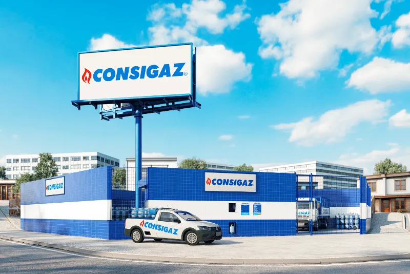 Foto ilustrativa de uma fachada de revenda de gás da empresa Consigaz